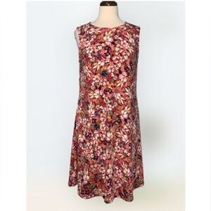 Ava & Grace Orange Multicolor Floral Sleeveless Crew Neck Shift Summer Dress M